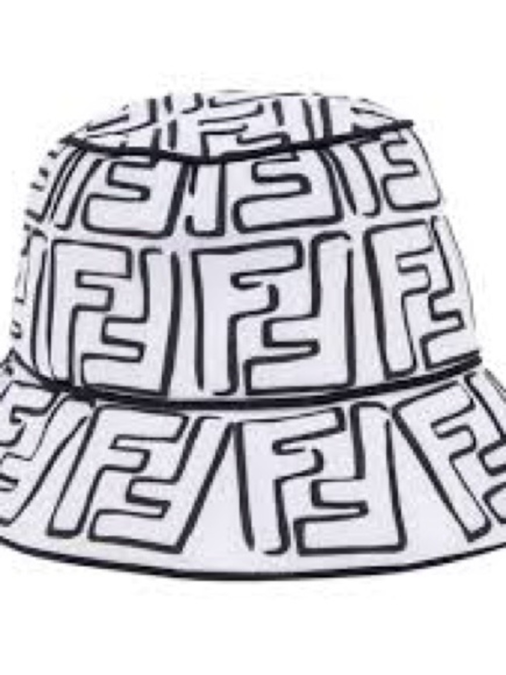 Fendi White and Black FF Logo Bucket Hat